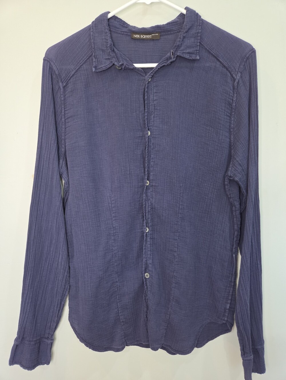 Neil Barrett Women's Navy Blue Button Up Size Large Made in Italy